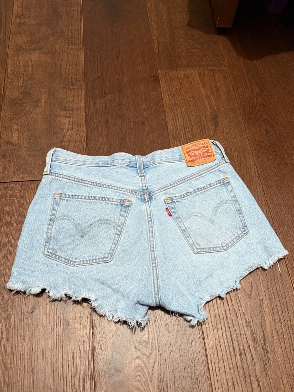 Levi 501 High-Rise Light Blue Denim Cutoff Shorts - Picture 2 of 4